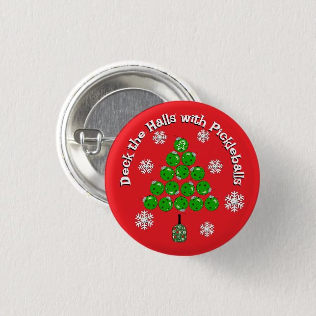 Pickleball Christmas Tree Xmas Party Personalized Button (Vorne & Hinten)