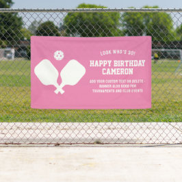 Pickleball Club Party Paddles Pink White Custom Banner