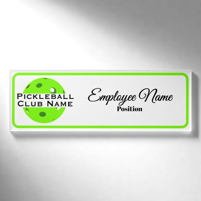 Pickleball Club Personalized Staff Green Ball Namenschild (Vorderseite)