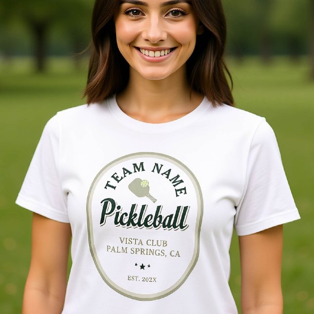 Pickleball Club Team Player Benutzerdefinierter Te T-Shirt (pickleball personalized shirt emblem club team player vintage custom text name green oval retro)