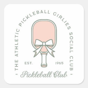 Pickleball Clubmädchen, die perfekt ästhetisch zus Quadratischer Aufkleber