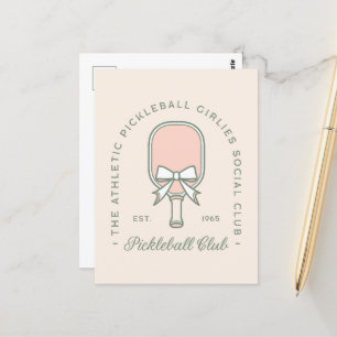 Pickleball Clubmädchen in rosa und grüner Ästhetik Postkarte