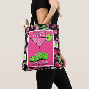 Pickleball-Cocktail Pink Grün Schwarz Personalisie Tasche