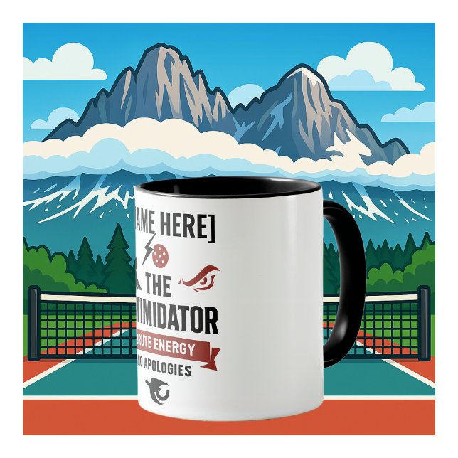 Pickleball Coffee Mug With The Intimidator Design (PICKLEBALL PERSONALIZED NAME COFFEE MUG)