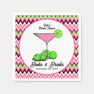 Pickleball Cosmo Dinks & Drinks Pink Argyle Serviette