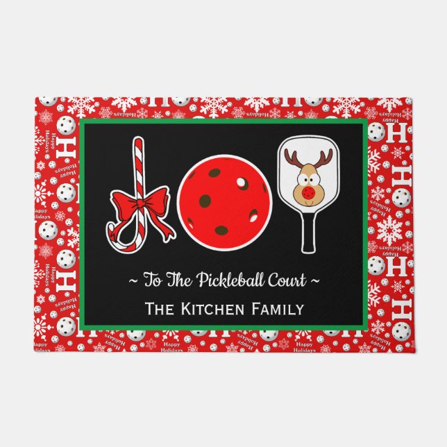 Pickleball Court Christmas Joy Festive Entryway Fußmatte (Vorderseite)