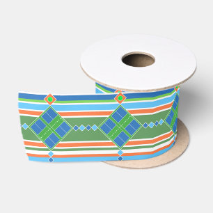Pickleball Court Party Green Blue Orange Satinband