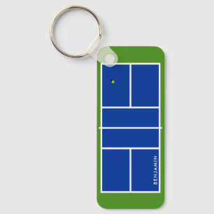 Pickleball Court Personalisierter Name Grün & Blau Schlüsselanhänger