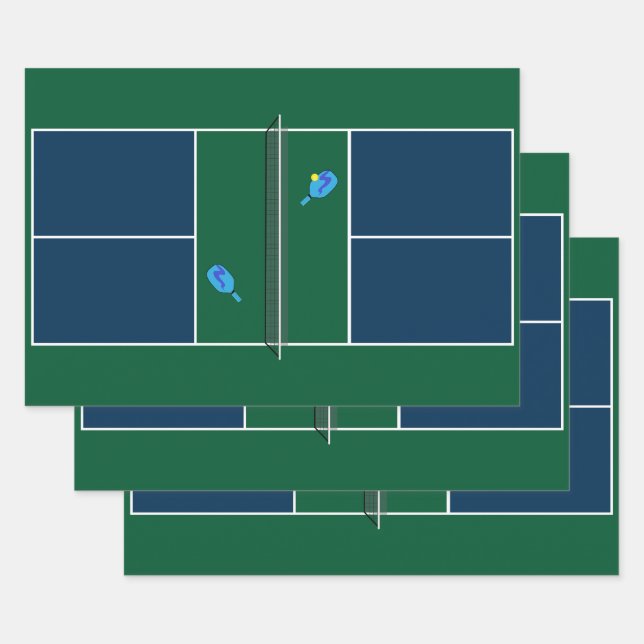 Pickleball Court Racket Sport Geschenkpapier Set (Set)