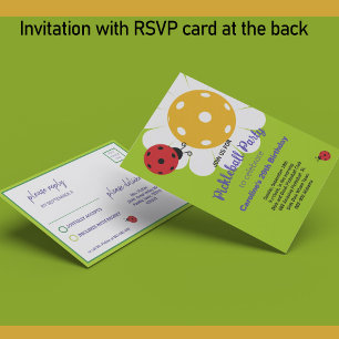 Pickleball Daisy B'day invitation + RSVP Card Karte