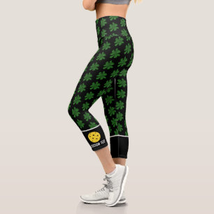 Pickleball Design Funny Lucky 4 Leaf Klee Custom Capri Leggings