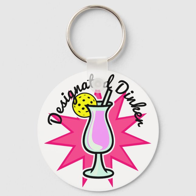 Pickleball Designated Dinker - Pink Cocktail Schlüsselanhänger (Vorderseite)