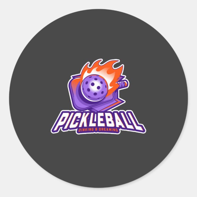 Pickleball: Dinking & Dreaming Runder Aufkleber (Vorderseite)