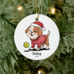 Pickleball Dog, Ugly Christmas Sweater, Ihr Foto Keramik Ornament<br><div class="desc">Ein super niedliches pickleball Weihnachtsschmuck mit einem Hund, der einen Weihnachtspulli trägt und mit einem Pickleball spielt. Fügen Sie Ihren benutzerdefinierten Text zum Front- und Hundespiel-Foto oder Pickleball Player Foto zur Rückseite. Ein ideales Urlaubsgeschenk für Hundefreunde und Besitzer, Ihren Pickleball-Partner, geheimen Santa, Coach, Teamkoordinator oder alle, die diesen phantastischen Sport...</div>