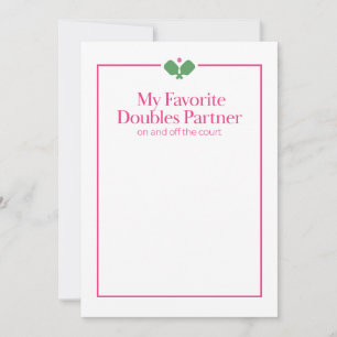 Pickleball-Doppelpartnerkarte   Pink Grün Karte