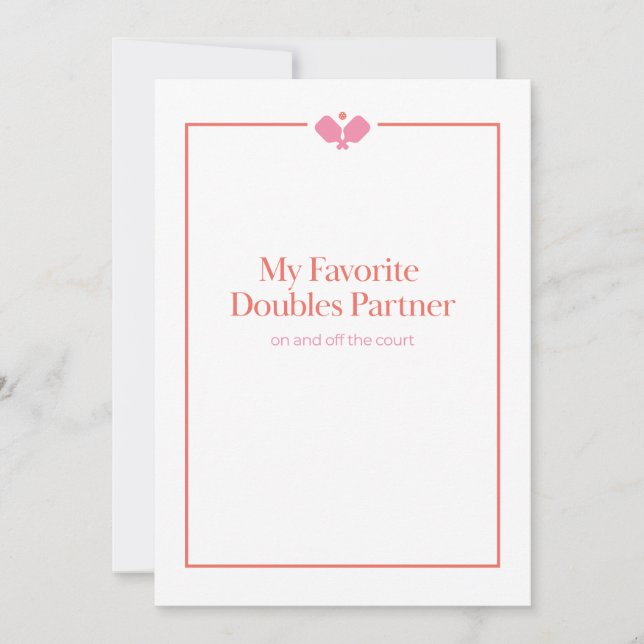 Pickleball Doppelpartnerkarte | Pink Orange (Vorderseite)