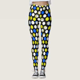 Pickleball Druck - grüne weiße blaue Tupfen Leggings