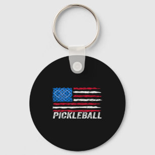 Pickleball-Enthusiast Pickle Ball patriotische Fla Schlüsselanhänger
