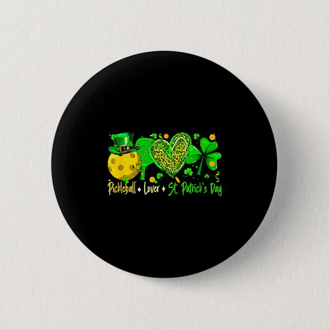 Pickleball-Enthusiast St. Patrick's Day Spieler Te Button (Vorderseite)