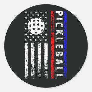 Pickleball-Enthusiasten 4. Juli Amerikanische Flag Runder Aufkleber
