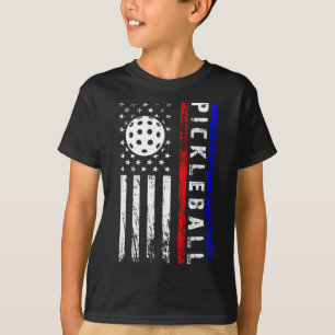 Pickleball-Enthusiasten 4. Juli Amerikanische Flag T-Shirt