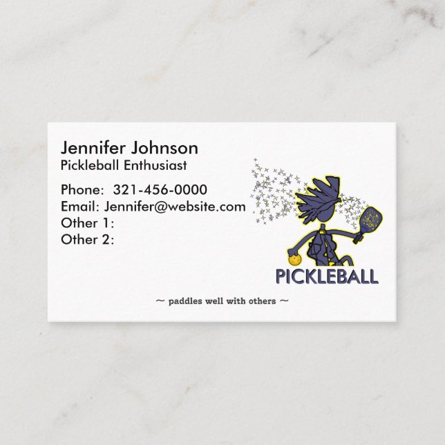 Pickleball Enthusiasten Business Card Visitenkarte (Vorderseite)