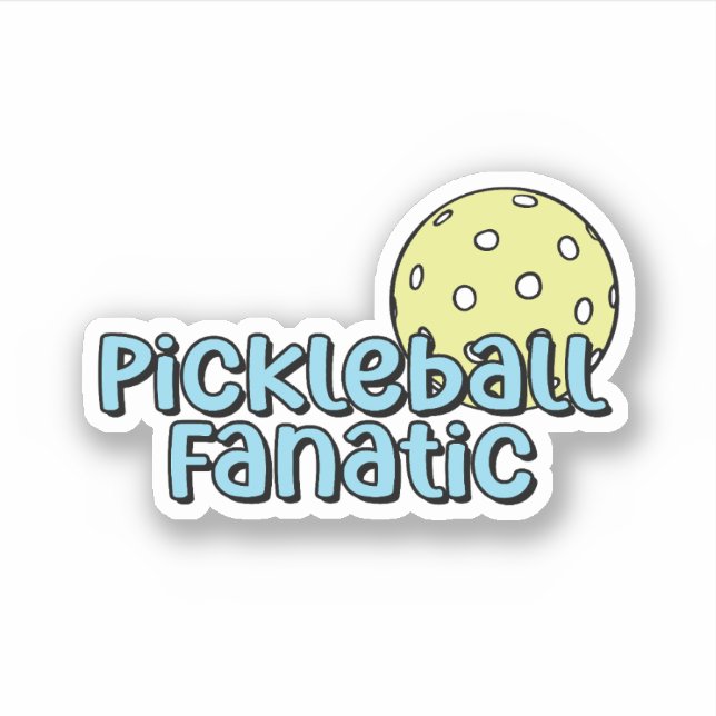 Pickleball Fanatic | Blaues und gelbes Pickleball Aufkleber (Vorderseite)