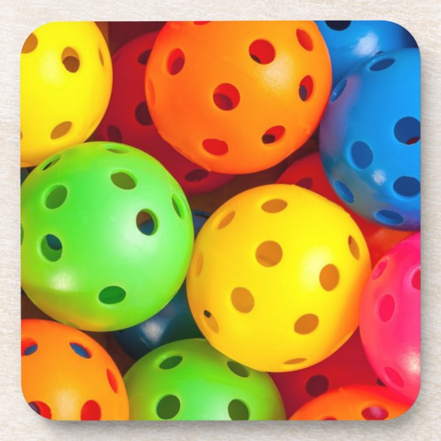 Pickleball farbenfroh getränkeuntersetzer (Vorderseite)