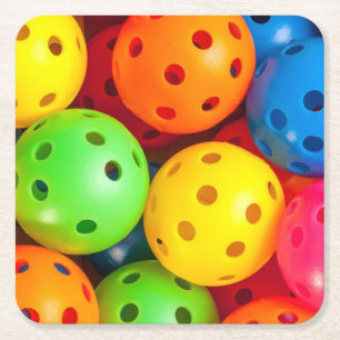 Pickleball farbenfroh rechteckiger pappuntersetzer