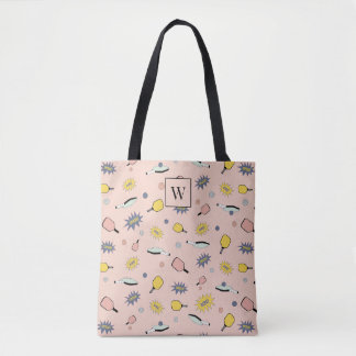 Pickleball farbenfrohe Monogramm erstes Anfangsmus Tasche