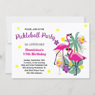Pickleball Flamingos B'day Einladung + UAWG