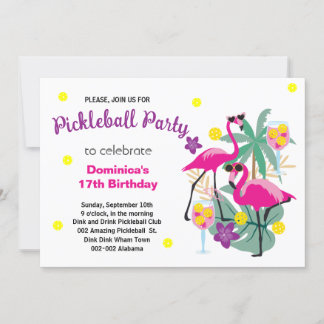 Pickleball Flamingos B'day Einladung + UAWG