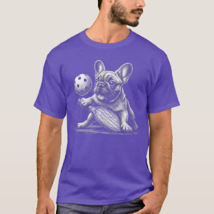 Pickleball Französische Bulldogge Skizze Paddel Sp T-Shirt