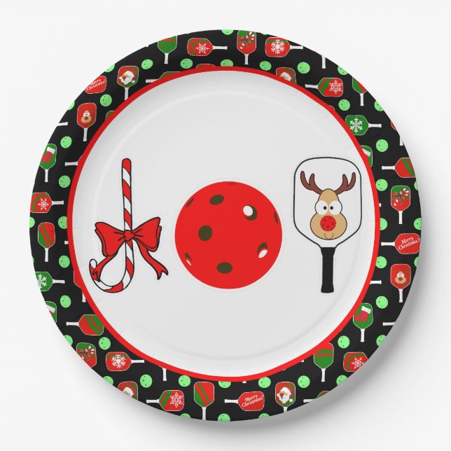 Pickleball Freude Weihnachten Party Red Green auf  Pappteller (Vorderseite)