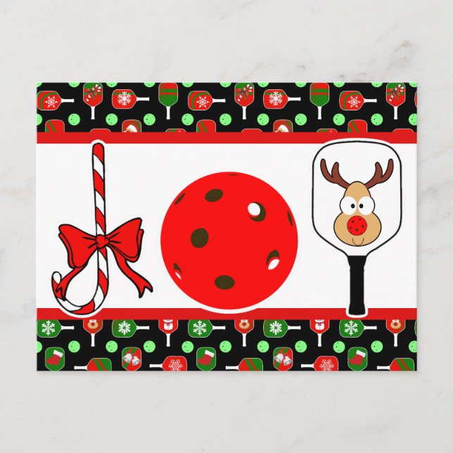 Pickleball Freude Weihnachten Party Red Green auf  Postkarte (Vorderseite)