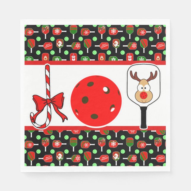 Pickleball Freude Weihnachten Party Red Green auf  Serviette (Vorderseite)