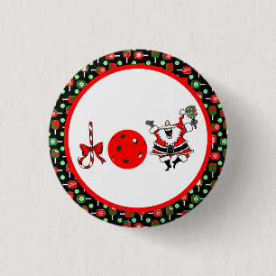 Pickleball Freude Weihnachten Party Rot Grün und S Button