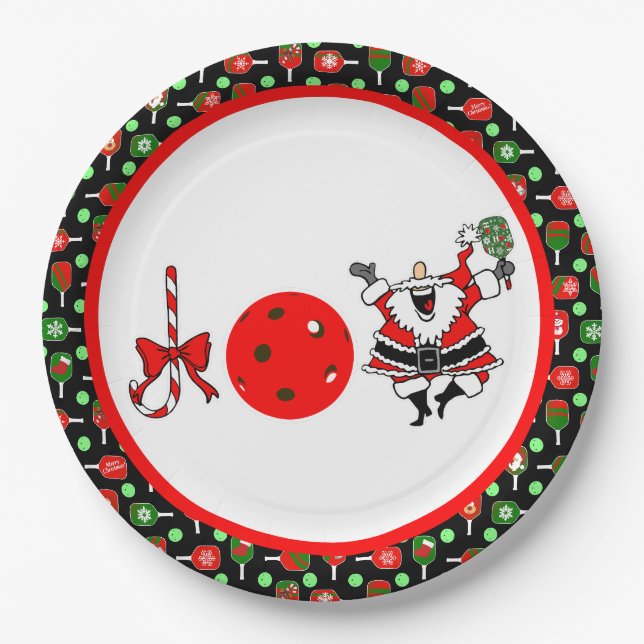 Pickleball Freude Weihnachten Party Rot Grün und S Pappteller (Vorderseite)