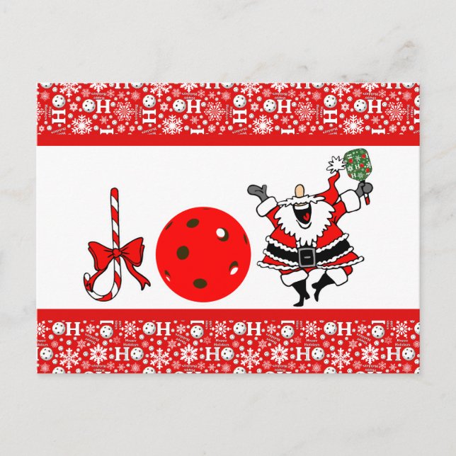 Pickleball Freude Weihnachten Rot und Weiß Weihnac Postkarte (Vorderseite)
