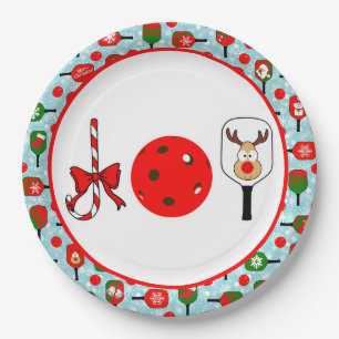 Pickleball Freude Weihnachts-Party Red Green auf B Pappteller