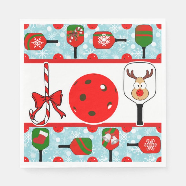 Pickleball Freude Weihnachts-Party Red Green auf B Serviette (Vorderseite)