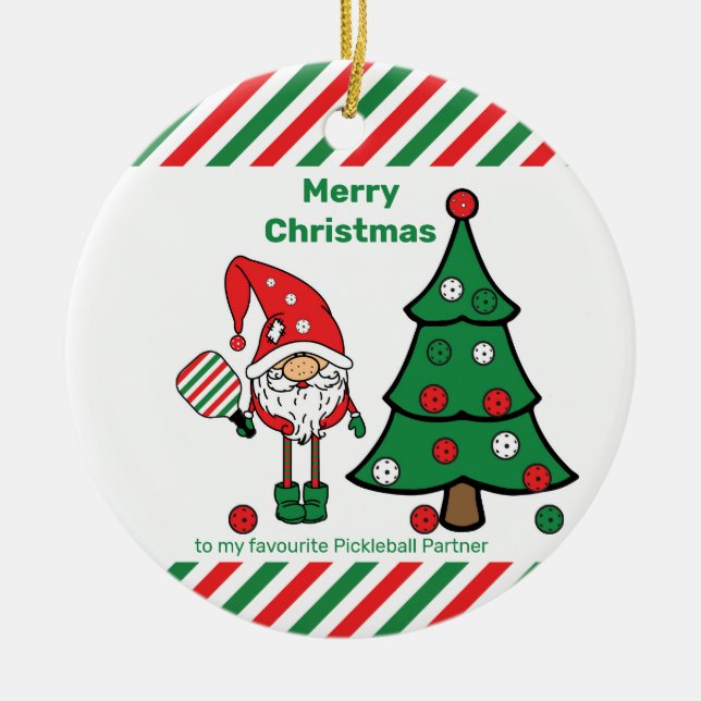 Pickleball Frohe Weihnachten Keramik Ornament (Vorne)