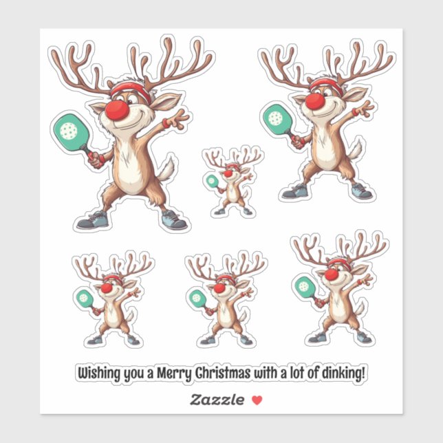 Pickleball 🎄 Frohe Weihnachten, Sondertext Aufkleber (Blatt)