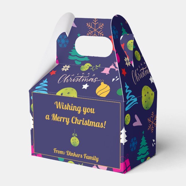Pickleball 🎄 Frohe Weihnachten, Sondertext Geschenkschachtel (Vorderseite)