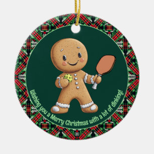 Pickleball 🎄 Frohe Weihnachten, Sondertext Keramik Ornament