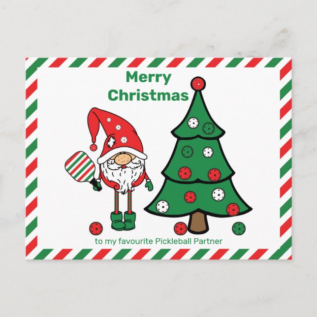 Pickleball Frohe Weihnachts-Postkarte Postkarte (Vorderseite)