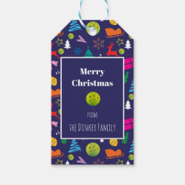 Pickleball 🎄 Frohe Weihnachts Wrapping Marine bla Geschenkanhänger
