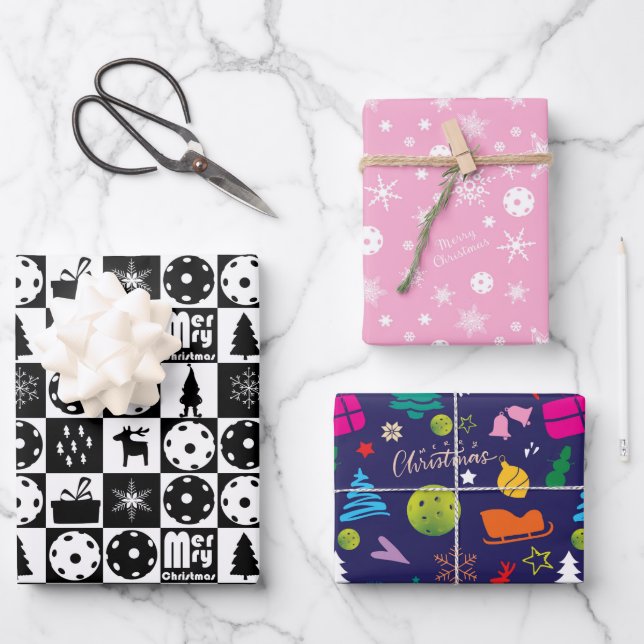  Pickleball 🎄 frohe Weihnachtswrapping Paper Shee Geschenkpapier Set (Vorderseite)