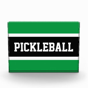 PICKLEBALL Fun Athletic Black Green White Stripes Fotoblock