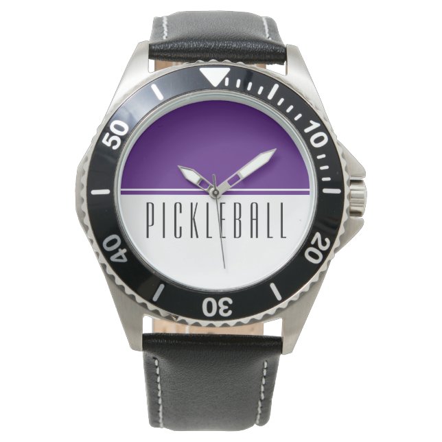 PICKLEBALL Fun Moderner Lila Farbblock Armbanduhr (Vorderseite)